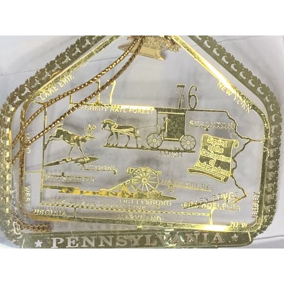 Pennsylvania State Landmarks Solid Brass Nation's Treasures Christmas Ornament - Picture 1 of 9